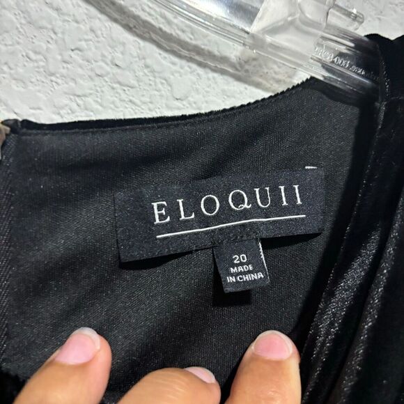 Eloquii Womens Velvet Asymmetrical Mock Neck Dress Size 20 Black Sleeveless Midi - Picture 6 of 10